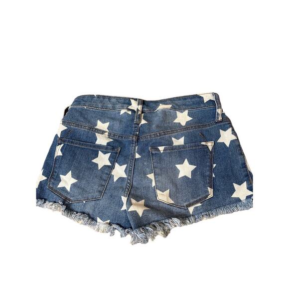 Stars shorts denim cutoff exposed pockets July 4th Memorial Day patriotic SZ 26” - Picture 2 of 5